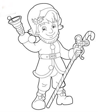 Christmas elf coloring page